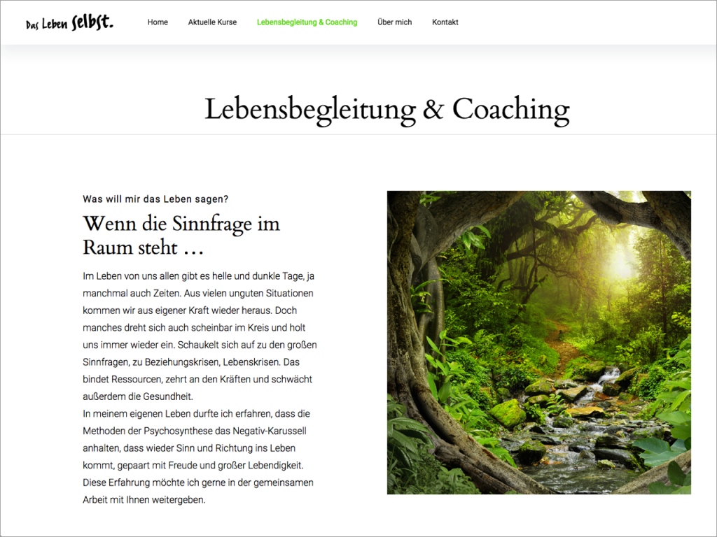 Homepage „Das Leben selbst”